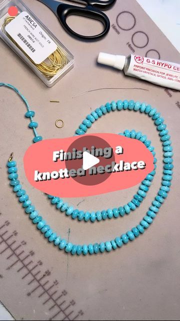 How To Finish Necklace Ends, How To Finish A Necklace, Knotted Bead Necklace, How To Make A Choker, How To Make A Necklace With Beads, Knots For Necklaces, How To Make Beaded Necklaces, Cord Necklace Diy, Knotted Necklace Diy