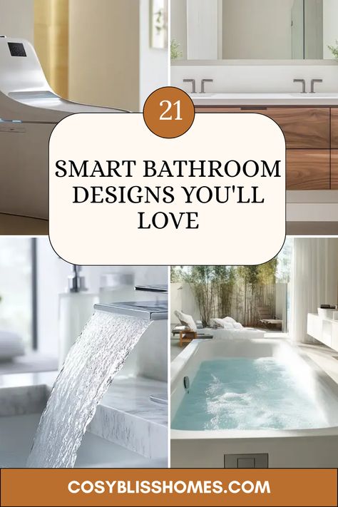 21 clever bathroom ideas to transform your space! From smart toilets that upgrade comfort to floating vanities that save space, these innovations will change your bathroom experience. Explore stylish waterfall faucets and even sound systems for your relaxation sessions. Whether you want to organize better or incorporate the latest technology into your bathroom, these ideas will help you achieve a luxurious yet functional environment. Don't miss out on these upgrades that can elevate your everyday routines! Innovative Bathroom Design, Floating Vanities, Apartment Ideas Living Room, Innovative Design Ideas, Bathroom Hacks, Smart Bathroom, Waterfall Faucet, Smart Toilet, Sound Systems