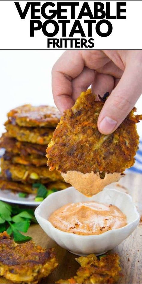 Vegan Fritters Easy, Vegan Potato Fritters, Fritters Recipe Vegetables, Vegan Fritters Recipe, Red Lentil Fritters, Vegan Fritters, Potato Fritters Recipe, Lentil Fritters, Potato Fritters