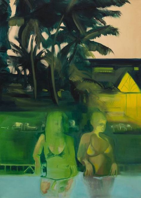 Night Bathers by Kate Gottgens, 2020. Oil on canvas. 125 x 90 cm Kate Gottgens, Contemporary Portrait, Figurative Artists, Water Art, Night Art, Angel Art, Weird World, Painting Style, Figure Painting