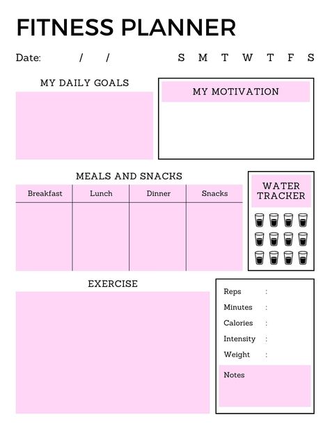 Fitness Planner Printable | Workout Planner | Health and Fitness Journal | Health Goal | Meal Planner | Self Care | INSTANT DOWNLOAD PDF socialplanner #dailyplannerpdf #bestfreedigitalplanner Workout And Meal Planner, Workout Log Printable, Weekly Fitness Planner, Health Goal, Fitness Planner Free, Planner Self Care, Printable Workout, Goals Bullet Journal, Online Scrapbook