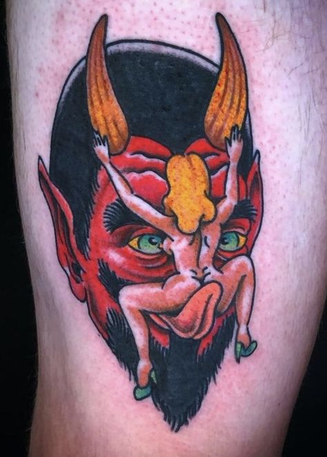 Devil Traditional Tattoo, Satanic Tattoos, Evil Skull Tattoo, Skull Sleeve Tattoos, Devil Tattoo, Men Tattoos Arm Sleeve, Mens Shoulder Tattoo, Traditional Tattoo Sleeve, Tattoo Inspiration Men