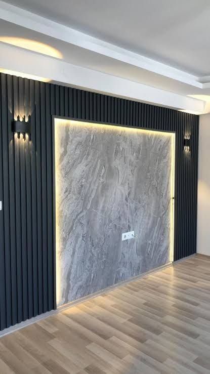 Fallselling Designs Bedroom, Wooden Wall Panels With Lights, Pvc Panneling Rooms Bedroom, Pvc Ceiling Design Office, Wall Fluted Panel Design, Wall Panels With Lights, Pvc Design For Hall, Background For Selling, Room Pvc Design Wall