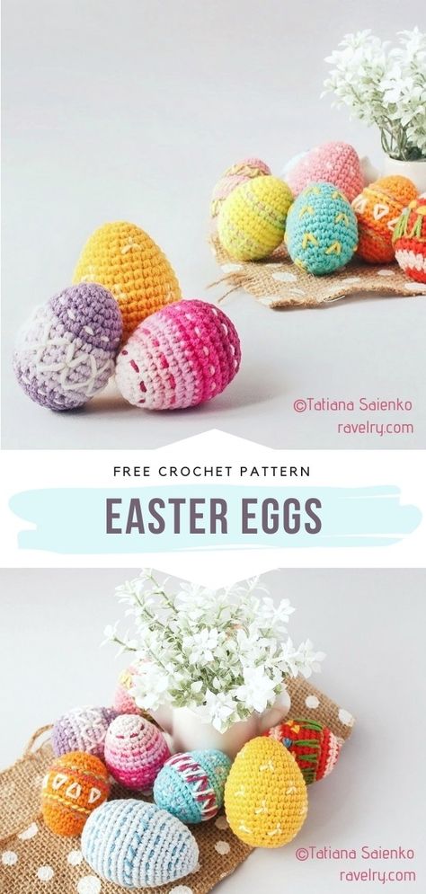 Crochet Easter Eggs, Easter Crochet Patterns Free, Crochet Easter Basket, Easter Egg Pattern, Crochet Easter, Easter Crochet Patterns, Crochet Bunny Pattern, Crochet Decoration, Holiday Crochet