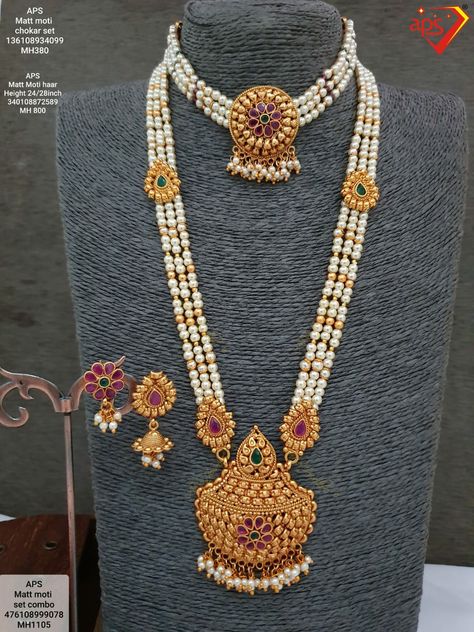 Gold Beats, 22 Carat Gold Jewellery, Black Beads Mangalsutra Design, Indian Bridal Jewelry Sets, Pearl Jewelry Design, Pearl Jewels, Pearl Necklace Designs, Gold Jewelry Stores, Bride Jewelry