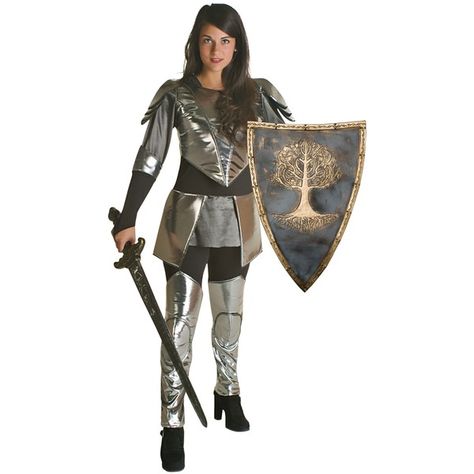 Adult Princess Warrior Costume (£43) ❤ liked on Polyvore featuring costumes, costume, halloween costumes, scary adult costumes, princess costumes, princess halloween costumes, adult princess costume and warrior princess halloween costume Girls Vampire Costume, Knight Halloween Costume, Warrior Princess Costume, Medieval Knight Costume, Kids Spiderman Costume, Lady Gaga Costume, Snowwhite And The Huntsman, Princess Warrior, Warrior Costume