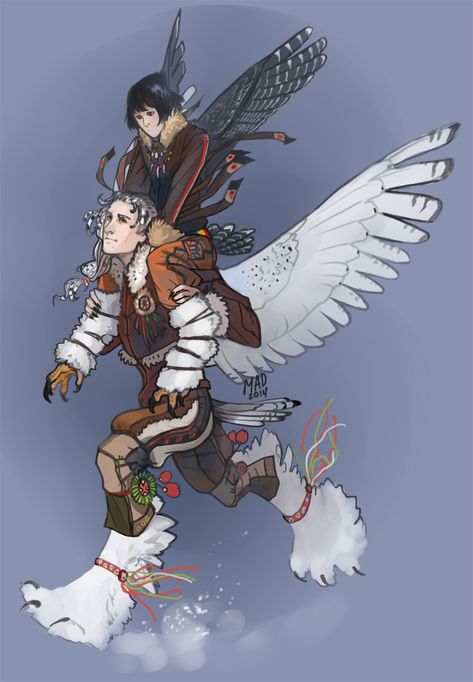 madnessdemon: “ OOC. Owl!Alesha (character by Owl’s King) and owl!El (mine). Alesha —black-banded owl, El — snow owl. ” S King, Owl Wings, Winged Creatures, Bird People, Owl Feather, Snow Owl, Good Art, Human Drawing, Snowy Owl