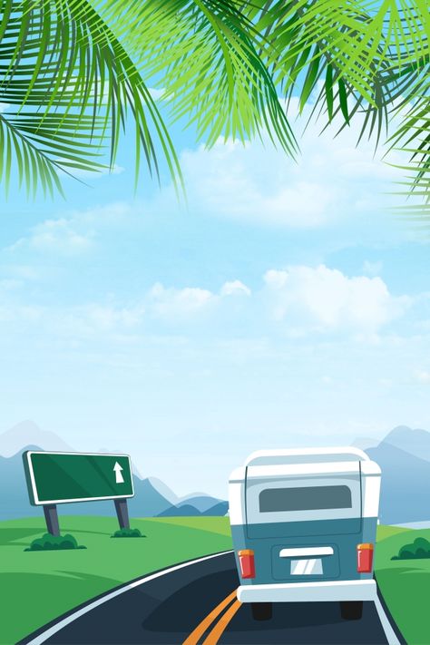 road background,highway,road sign,car,coconut tree,white clouds,blue,summer vacation,summer camp,self-driving tour Driving Background, Summer Camp Background, Tour Background, Camp Background, Summer Vacation Packing List, Vacation Background, Summer Vacation Packing, Road Background, Summer Typography