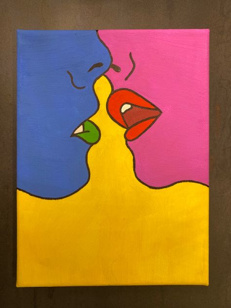 Queer Painting Ideas, Lesbian Painting Ideas Simple, Lesbian Canvas Art, Lesbian Paintings Simple, Pride Paintings Ideas, Emotional Paintings Easy, Wlw Paintings, Paint Inspo Easy Acrylic, Acrylic Painting Couple