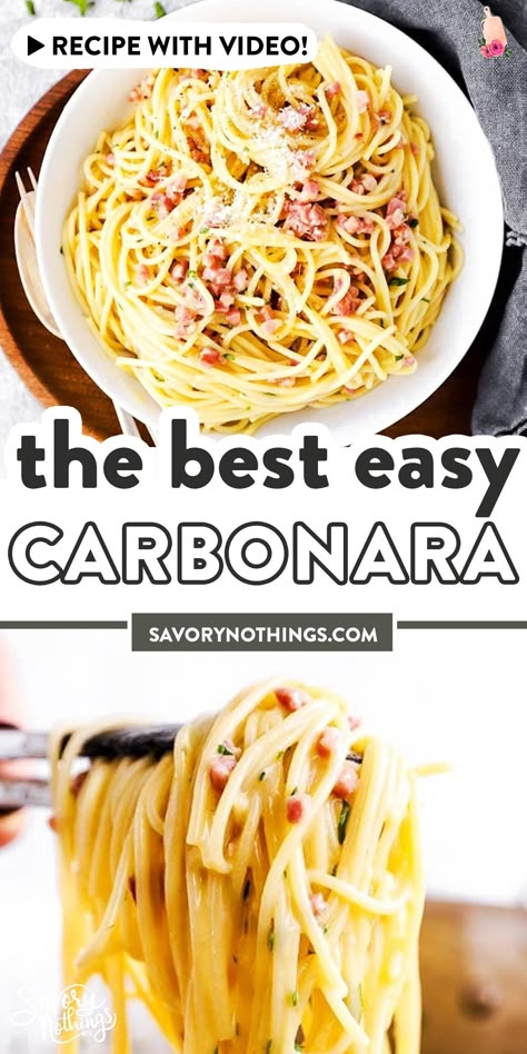 Easy Carbonara, Carbonara Recept, Easy Carbonara Recipe, Authentic Pasta, Egg Sauce, Pasta Carbonara Recipe, Pasta Alla Carbonara, Carbonara Sauce, Pasta Easy