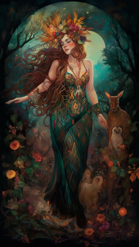 Goddess of Earth created with AI by Amanda Church Gaia Goddess Wallpaper, Goddess Of Intelligence, Goddess Of Nature Fantasy Art, Spring Goddess Art, Earth Mother Aesthetic, Autumn Goddess Art, Mother Earth Art Sacred Feminine, Spiritual Art Goddesses, Earth Goddess Tattoo Divine Feminine