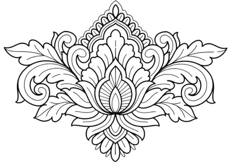 Ornate Tattoo Design, Ornamental Flower Tattoo Design, Ornamental Tattoo Design Mandalas, Filigree Outline, Mandala Tattoo Stencil, Geometric Tattoo Stencil, Ornamental Tattoo Design, Round Tattoo, Illusion Tattoos