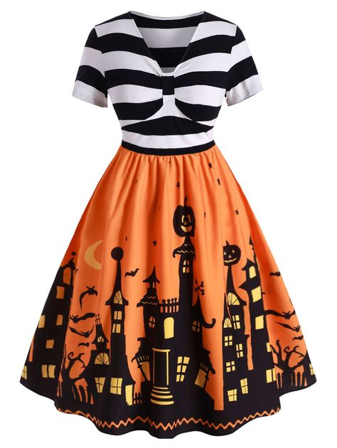 [37% OFF] Plus Size Halloween Vintage Pin Up Dress | Rosegal Pumpkin Halloween Costume, Funny Dresses, Robes Vintage, Plus Size Halloween, Pin Up Dresses, Rose Gal, Vintage Pin Up, Plus Size Vintage, Vestidos Vintage