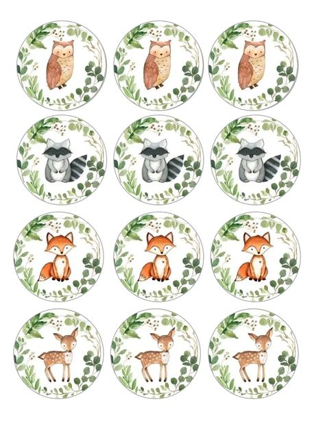 12 cute woodland animals, baby shower edible paper, cupcake cookie toppers | eBay Woodland Animal Cupcakes, Chocolate Covered Strawberries Cake, Cake Pops Chocolate, Strawberries Cake, Baby Shower Images, Woodland Creatures Baby Shower, Drink Topper, Woodland Animals Theme, Woodland Baby Shower Decorations