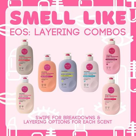 Eos Lotion Scent Combos, Eos Pink Champagne Combo, How To Smell Like A Cinnamon Roll, Eos Vanilla Cashmere Lotion Layering, Eos Strawberry Dream Combo, Eos Lotion Strawberry Dream, Eos Pomegranate Raspberry Combo, Eos Fresh And Cozy, Eos Fresh And Cozy Combo