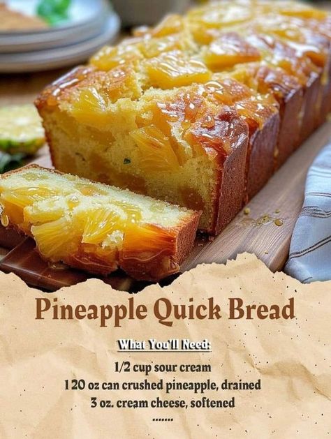 Pineapple Quick Bread, Cajun Recipes Authentic, Pineapple Bread, Pineapple Desserts, Flowers Paintings, Pineapple Recipes, Bread Recipes Sweet, Easy Bread Recipes, Bread Cake