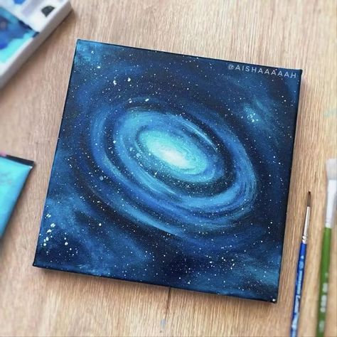 Galaxy Painting Tutorial, Galaxy Artwork, Simple Acrylic, Galaxy Painting, Acrylic Painting Techniques, Acrylic Painting Tutorials, Simple Acrylic Paintings, Painting Tips, Painting Tutorial