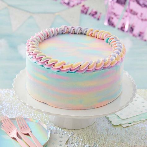 Birthday Cake For Mom, Pastel Birthday, Rainbow Birthday Cake, Pastel Cakes, New Year's Cake, Wilton Cake Decorating, Watercolor Cake, Wilton Cakes, Rainbow Birthday