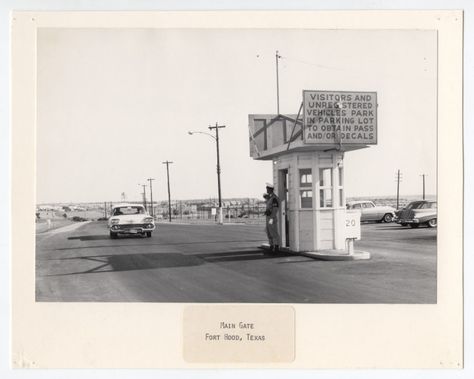 Main Gate, Fort Hood, Photograph, ca. 1950 - 1959; digital image, (http://texashistory.unt.edu/ark:/67531/metapth12993/ : accessed September 15, 2014), University of North Texas Libraries, The Portal to Texas History, http://texashistory.unt.edu; crediting Killeen City Library System, Killeen, Texas. Killeen Texas, Military Bases, Fort Hood, Library System, University Of North Texas, City Library, Main Gate, Texas History, The Portal