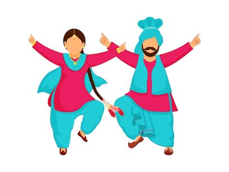 Punjabi Dance Drawing, Bhangra Dance Images, Bhangra Dance Drawing, Bhangra Illustration, Bhangra Drawing, Indian Dancing, Lohri Festival, Culture Activities, Punjab Culture