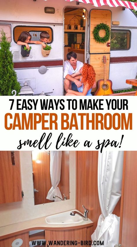 7 Easy Ways to Make Your Camper Bathroom Smell Like a Spa Vanlife Bathroom, Small Campers With Bathroom, Camper Toilet, Camper Organization Rv Living, Rv Living Organization, Motorhome Living, Rv Toilet, Camper Bathroom, Waste Tanks