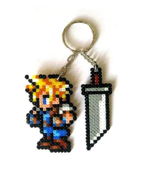 Perler cloud strife Cloud Strife Perler Beads, Ff7 Perler Beads, Cloud Strife Pixel Art, Minecraft Beads, Perler Beads Ideas, Modele Pixel Art, Pixel Beads, Fuse Bead Patterns, 8bit Art