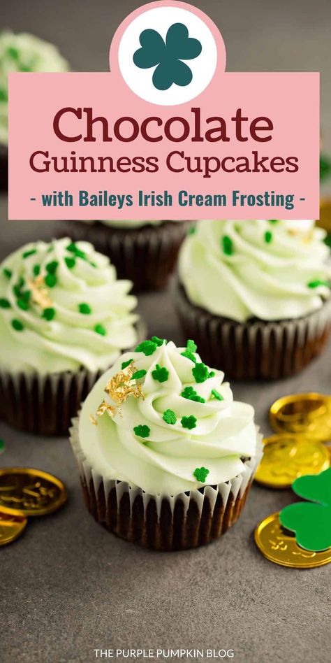 St Patricks Desserts, Baileys Irish Cream Frosting, Irish Cream Frosting, Irish Cake, Guinness Cupcakes, Cupcake Recipes From Scratch, Guinness Chocolate, Guinness Cake, Cupcakes Recipes