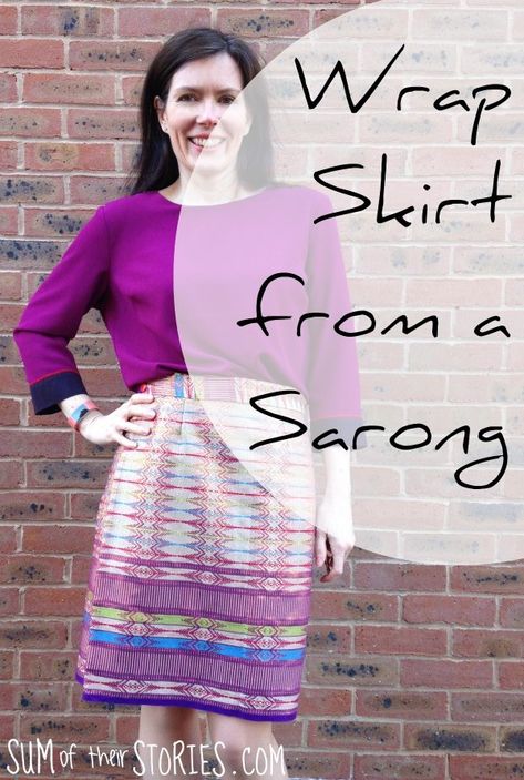 Wrap Skirt from a Sarong Upcycled Sewing, Tote Bag Pattern Free, Sewing School, Make Your Own Clothes, Grandma's House, Beginner Sewing, Crochet Hats Free Pattern, Beginner Sewing Projects Easy, Leftover Fabric