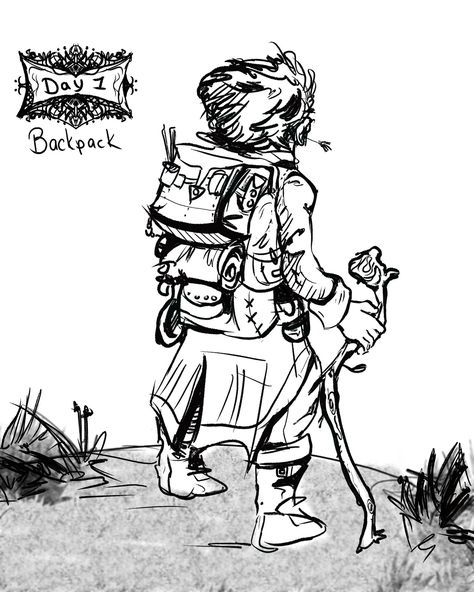 Inktober 2024! Day 1 - Backpack Hard not to draw a small person setting out on an adventure. #inktober #inktoberday1 #inktober2024backpack #hobbit Inktober 2024, The Hobbit, To Draw, Lost, Drawings, Quick Saves