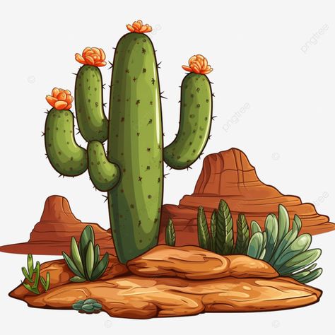 illustration of a cactus in the desert Desert Animals Drawing, Desert Illustration Art, Cactus In Desert, Desert Clipart, Cactus In The Desert, Desert Drawing, Transparent Illustration, Desert Illustration, Desert Pattern