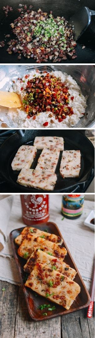 Chinese Turnip Cake (lo-bak-go) Pork Cake, Appetizers Asian, Radish Cake, Yam Cake, Turnip Cake, Dim Sum Recipes, Chinese Snacks, Cantonese Food, Woks Of Life