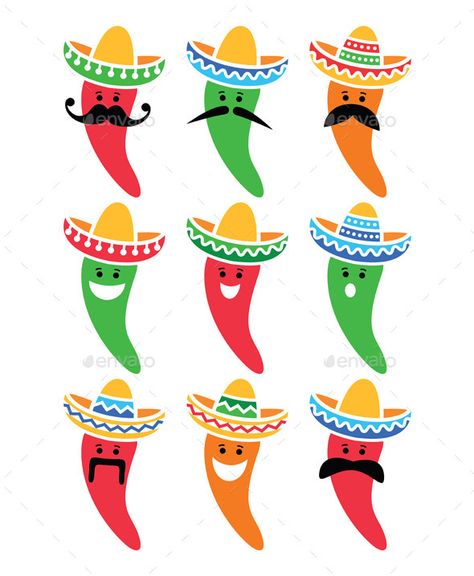 Vector icons set isolated on white food and travel concept FEATURES: 100 Vector Shapes All groups have names All elements are ea Mexican Pictures, Mexican Sombrero Hat, Mexican Sombrero, Sombrero Hat, Rose Cookies, American Holidays, Fiesta Party Decorations, Mexican Party Theme, Culture Day