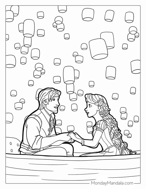 Tangled Coloring Pages, Rapunzel Coloring Pages, Disney Coloring Sheets, Tangled Movie, Rapunzel And Eugene, Adult Colouring Pages, Free Adult Coloring Pages, Disney Colors, Princess Coloring