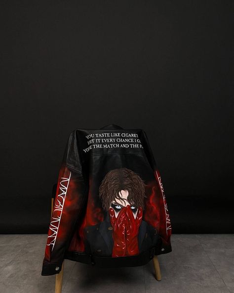 This ‘Original’ hand-painted Leather Jacket is a one-of-a-kind artwork that will make you the ultimate fashionista. We ship worldwide FREE OF CHARGE🌎 #customdesign #leatherjacket #handmadecustom #customclothes Hand Painted Leather Jacket, Painted Leather Jacket, Custom Clothes, Custom Design, Leather Jacket, Hand Painted, Make It Yourself, The Originals, Leather