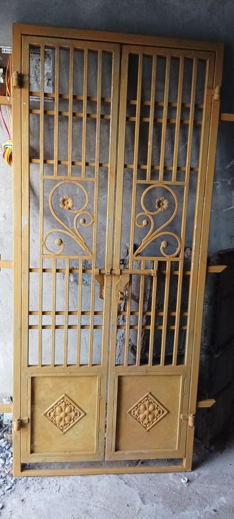 Grill Door Design Modern, Modern Iron Gate Designs, Ms Gate, Grill Doors, Pooja Door, Pooja Door Design, Home Window Grill Design, Mary Images, Exterior Door Designs