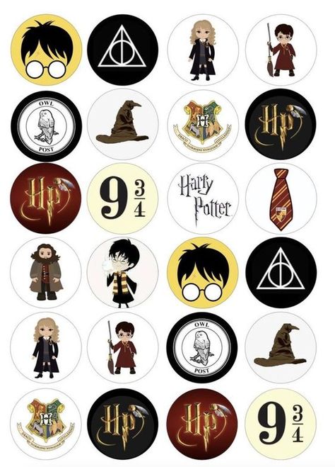 Harry Potter Birthday Shirt, Cupcake Toppers Free Printable, Harry Potter Cupcake Toppers, Printable Harry Potter, Stickers Harry Potter, Harry Potter Cupcakes, Harry Potter Christmas Decorations, Imprimibles Harry Potter, Harry Potter Theme Birthday