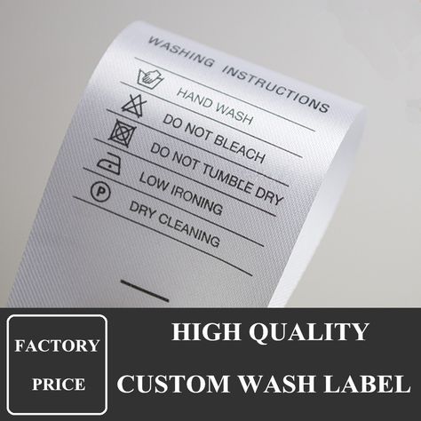 Care Label Symbols, Laundry Labels, China Clothing, Custom Woven Labels, Washing Labels, Paper Bag Design, Clothing Labels Design, Clothes Illustration, Custom Clothing Labels