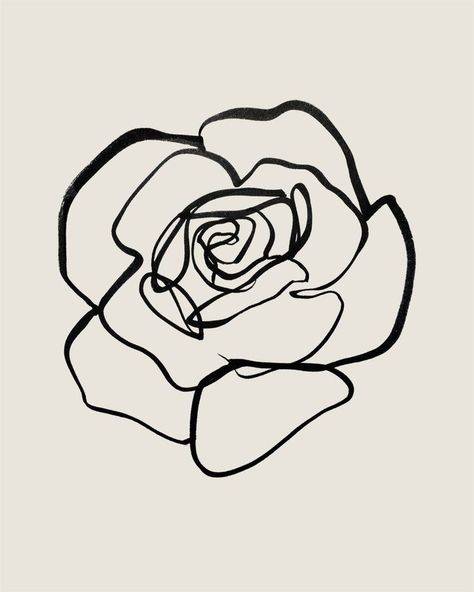 Konan Aesthetic, Rose Line Art, Roses Graphic, Line Art Flowers, Rose Graphic, Flower Line Drawings, Rose Illustration, Drawing Tattoo, Contour Drawing