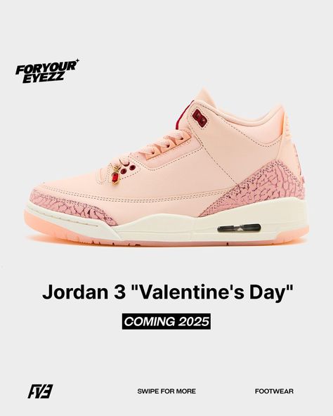 Jordan 3 Valenties Day coming Feburuary 2025 Jordan 3 Valentines Day, Jordan 3 Valentines, Through Grace By Faith, Valentines Day Looks Outfit, Valentine Jordans, Valentines Day Jordans, Valentines Day Shoes, Valentines Shoes, Jordan 3 Outfit