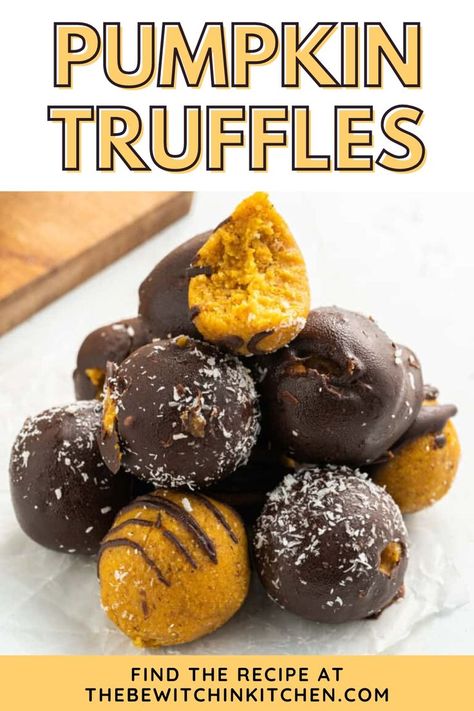 Puree Pumpkin, Snack Recipes Healthy, No Bake Truffles, Pumpkin Truffles, Vegan Truffles, No Bake Pumpkin, Dessert Alternatives, Leftover Cranberry Sauce, Leftover Pumpkin