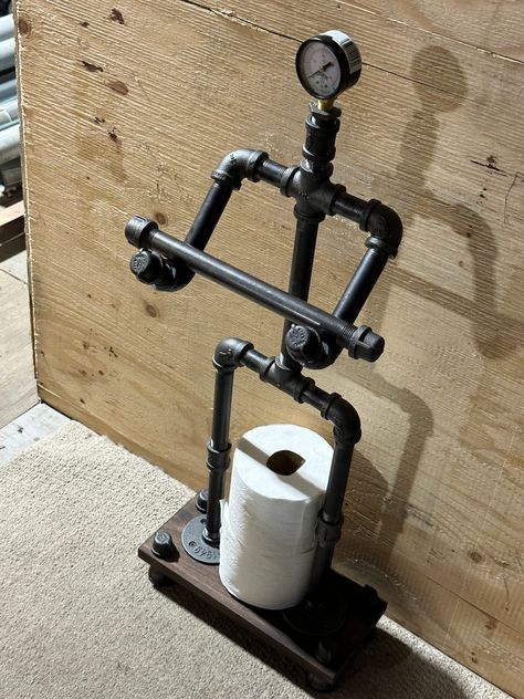 Conversation Room, Unique Toilet Paper Holder, Toilet Paper Stand, Paper Stand, Pipe Lamp, Metallic Copper, Copper Pipe, Metal Art Projects, Toilet Roll