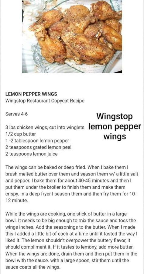 Lemon Pepper Chicken Wings Recipe Wingstop, Wing Stop Lemon Pepper Wings Recipe, Louisiana Rub Wings Recipe Wingstop, Wingstop Recipes, Crawfish Gumbo, Lemon Pepper Chicken Wings Recipe, Easy Entrees, Airfry Recipes, Recipes Instructions