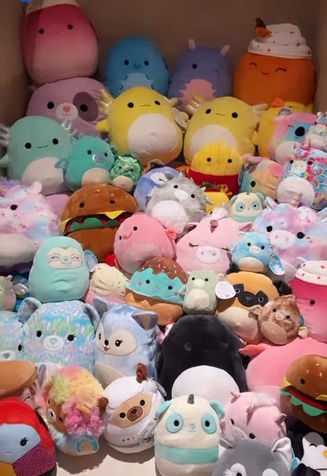 Squishy Mellows, Stuffed Animal Displays, Squish Mellow, Barbie Diy Accessories, Figet Toys, Disney Stuffed Animals, Stuff Animals, Cute Squishies, Bear Shop