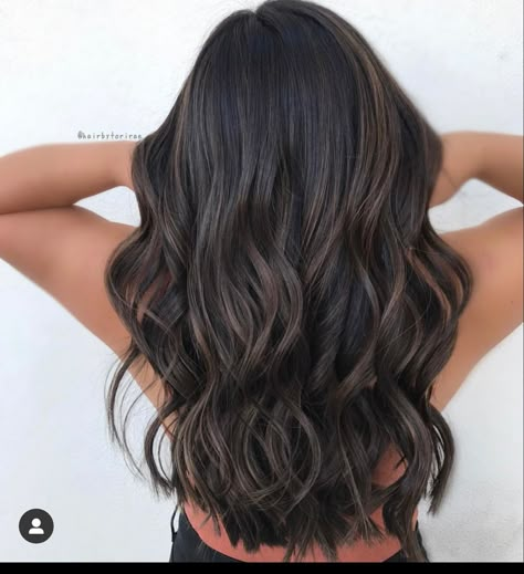 Carmel Baylage On Black Hair, Dark Balyage Long, Brownie Batter Hair Color Dark, Brownie Batter Balayage, Brownie Batter Hair, Brownie Batter Hair Color, Balayage Asian Hair, Long Hair Dos, Highlights Brown Hair Balayage