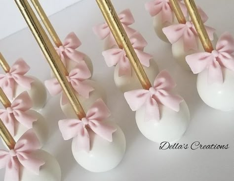 Tutu Cake Pops, Ballerina Dessert Table, Pink Cakepops Ideas, Baby Shower Girl Bow Theme, Winter Cake Pop Ideas, Cake Pops For Baby Shower Girl, Pink Bow Cupcakes, Pink Baby Shower Cake Pops, Bow Cake Pops