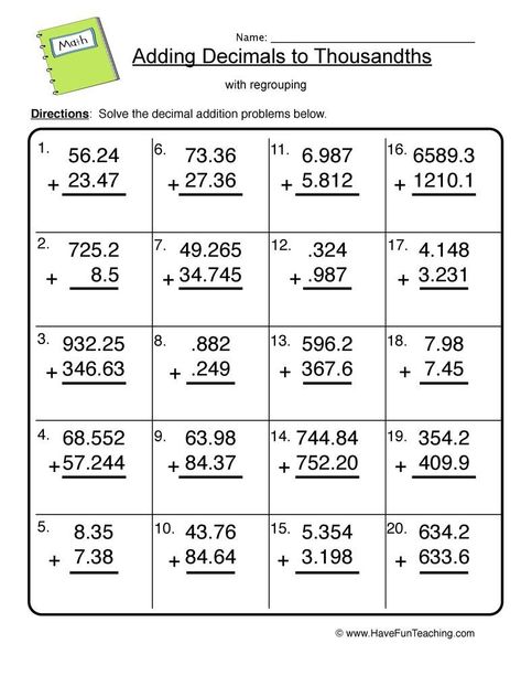 6 multiplication worksheets Fractions To Decimals Worksheet, Teaching Decimals, Math Worksheets For Kids, Decimals Addition, Math Multiplication Worksheets, Adding Decimals, Decimals Worksheets, 4th Grade Math Worksheets, 3rd Grade Math Worksheets