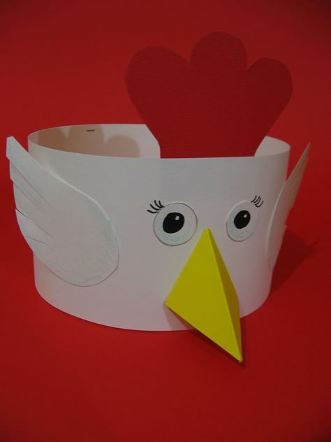 Headband craft idea for kids | Crafts and Worksheets for Preschool,Toddler and Kindergarten Paper Chicken, Kids Crafts Toddlers, Easter Crafts Preschool, Chicken Hats, Chicken Costumes, Headband Crafts, Crazy Hat Day, Colorful Headbands, Chicken Crafts