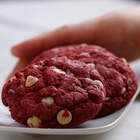 Red Velvet White Chocolate Cake Mix Cookies Recipe by Tasty Red Velvet Cake Mix Cookies, Snickerdoodle Cake, Birthday Cake Cookies, Snickerdoodle Cookies Easy, Chocolate Cake Mix Cookies, Velvet Cookies, Cookies And Cream Cake, Red Velvet Cake Mix, White Chocolate Cake