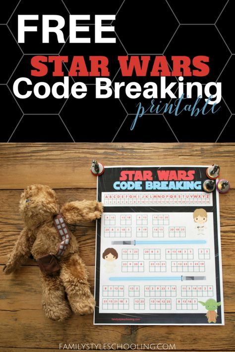 May the Fourth Celebrations - Free Star Wars Code Breaker Printable https://familystyleschooling.com/2018/05/02/free-star-wars-code-breaking-printable/ Star Wars Activities, Star Wars Classroom, Disney Activities, Math Night, Happy Star Wars Day, Code Breaker, May The Fourth Be With You, Star Wars Decor, Star Wars Birthday Party