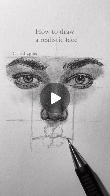 How To Do A Face Drawing, Cute Drawings Face, Art Drawings Sketches Simple Face, Face Drawing Inspiration, Art Sketches Faces How To Draw, Cool Drawings Realistic, Sketching Faces Tutorial, Realistic Self Portrait Drawing, Black And White Drawings Of People